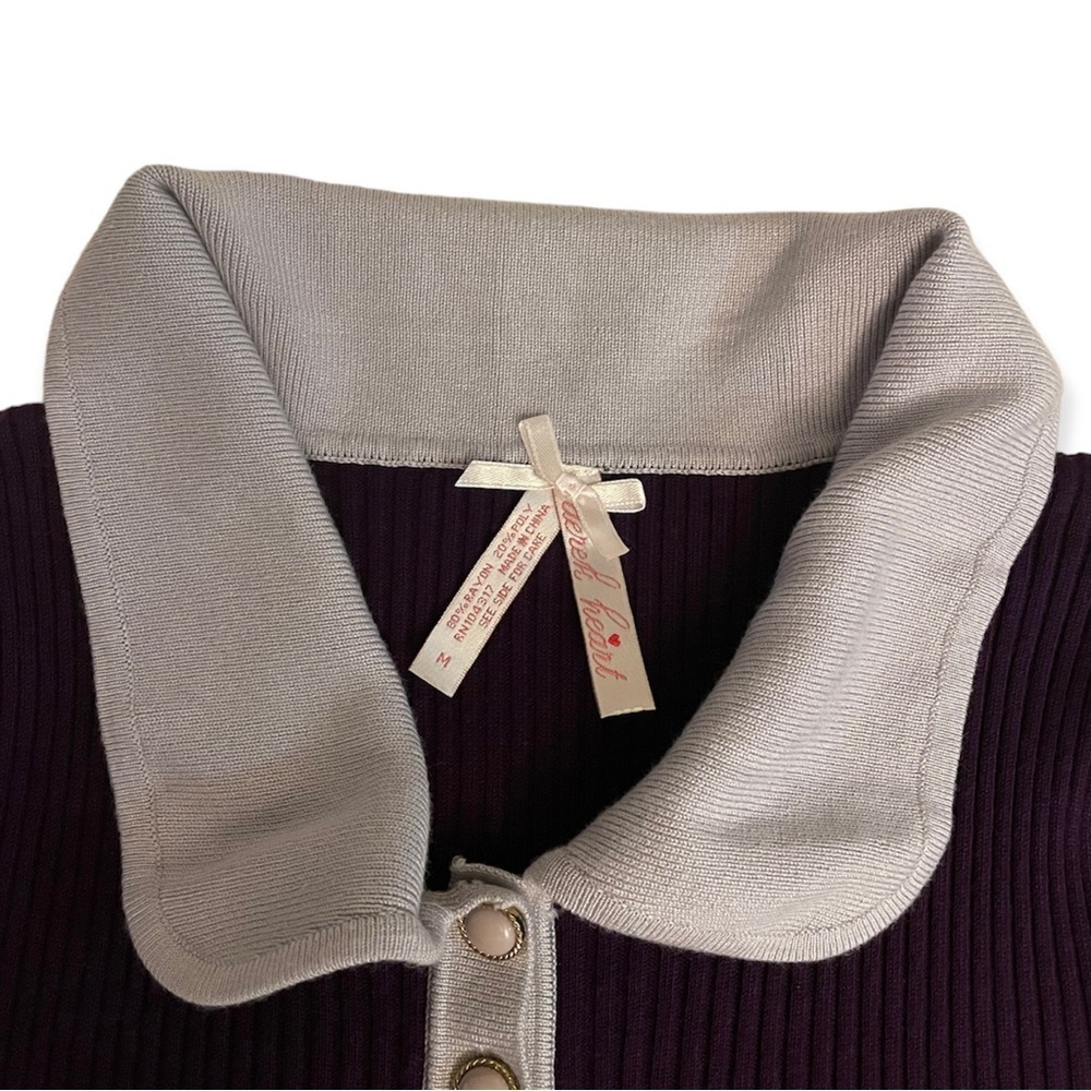 Derek Heart Collared Dress Purple Medium​​​ - Picture 4 of 6